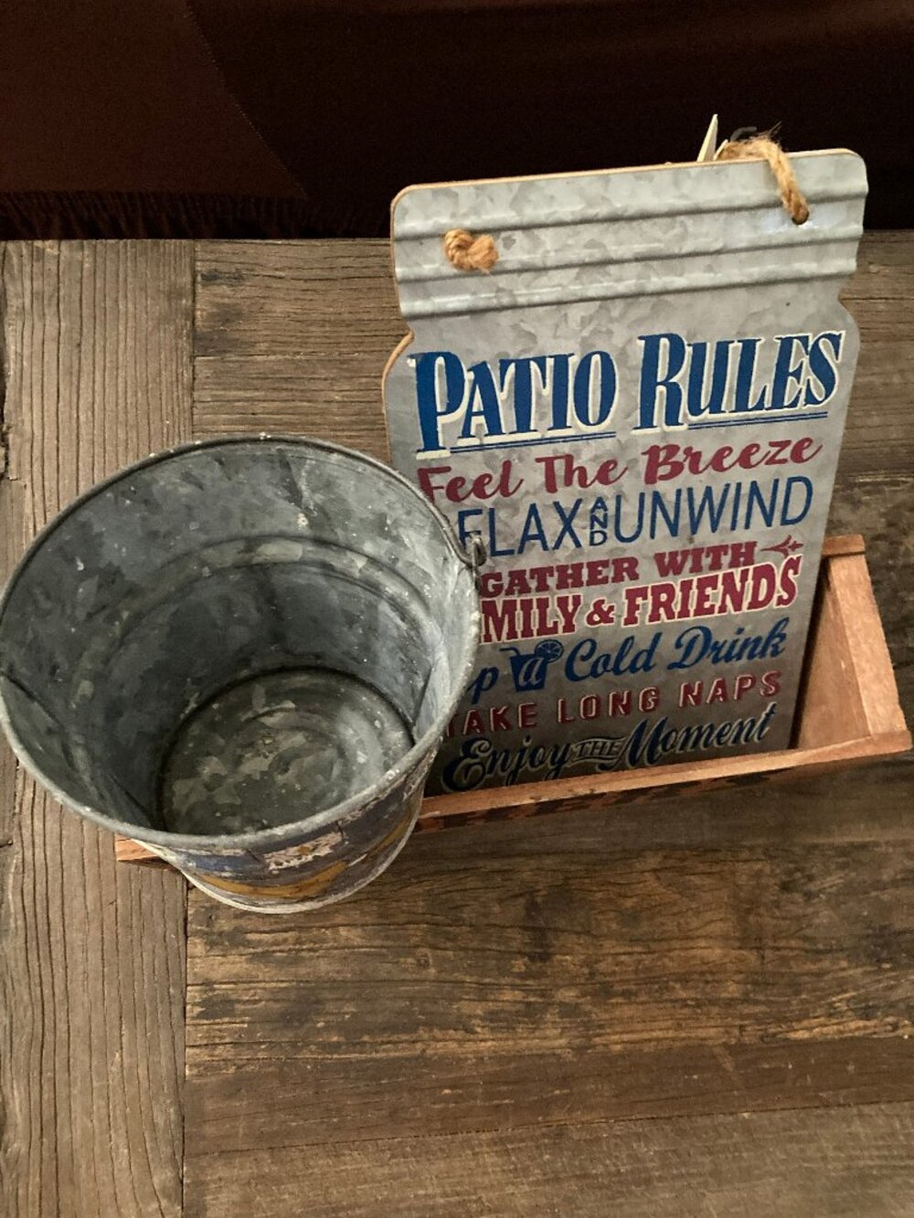 Rustic Farmhouse Decor Bundle 🐓 Chicken Bucket, Porch Sign & Wooden BOOKER Box